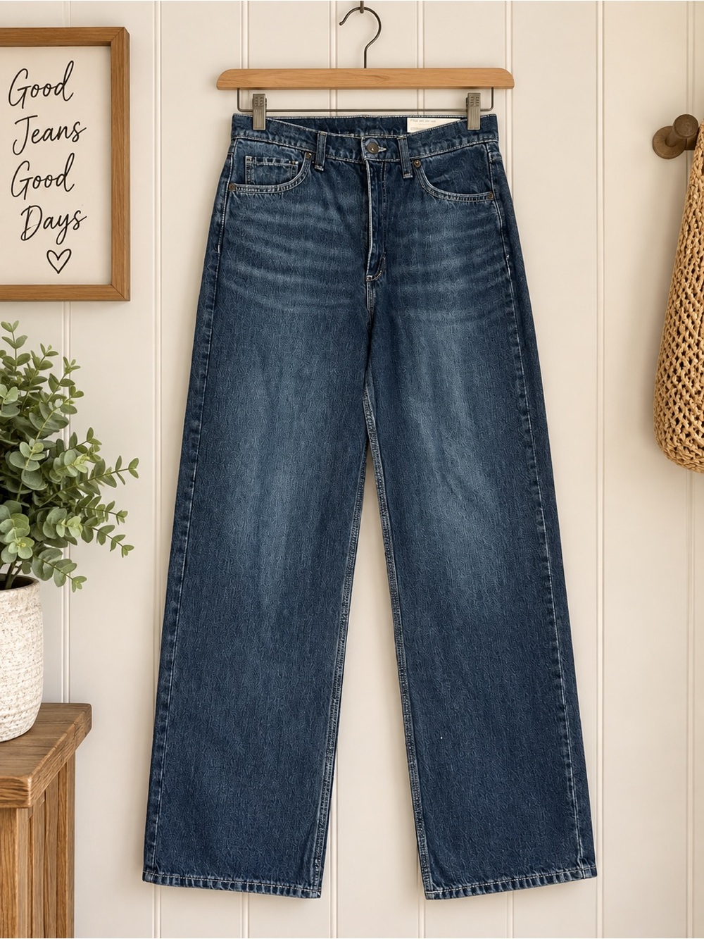 rag & bone High-Rise Relaxed Straight Leg Dark Wash Rigid Jean
